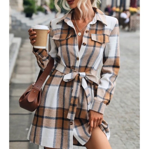 Plaid Flannel Shirt Dress - Picture 3 of 4